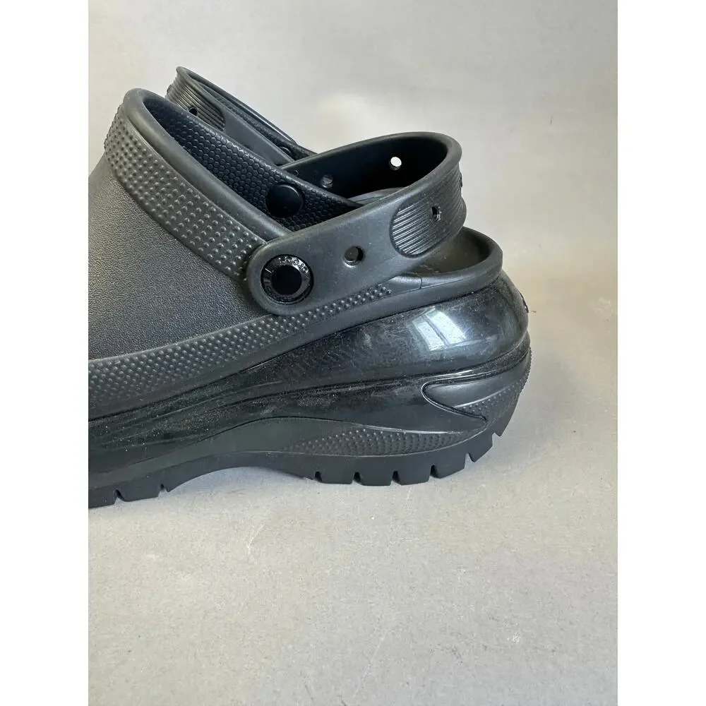 Crocs Classic Mega Crush‎ Clog Solid Black Matte/Shiny Women's Size 8 Mens 6